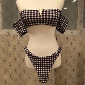 Very cute Black/white checkered bikini-2 piece-New